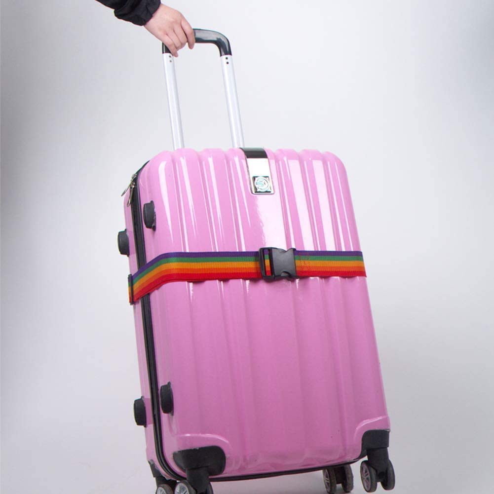 ProLeo, cinghia per valigia, 4 pezzi, cinghia per bagagli, chiusura sicura regolabile delle valigie in viaggio e identificazione dei bagagli ( arcobaleno