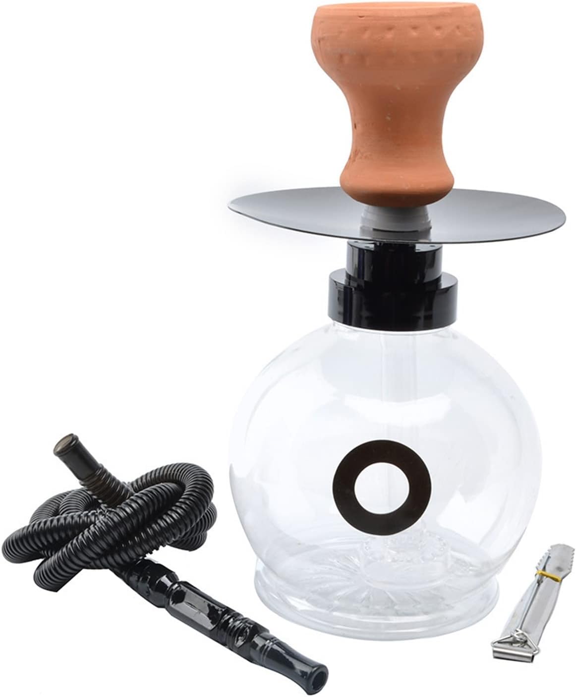 MWWMEE Juego De Mini Cachimba Juego De Shisha Completo Portátil De Primera Calidad Base De Jarrón De Vidrio para Pipa De Agua, Manguera De Silicona, Bandeja, Tazón, Pinzas para Carbón Mejor Cachimba