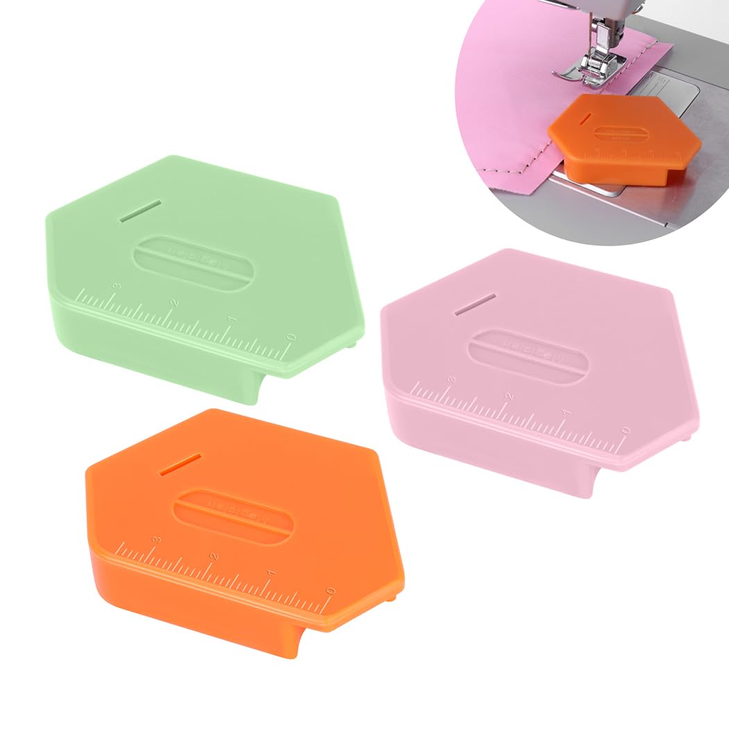 3 Pack Magnetic Seam Guide for Sewing Machine,Multifunctional Polygonal Hemmer Guide with Scale,Universal Sewing Quilting Supplies Accessories Tools(3 Color)