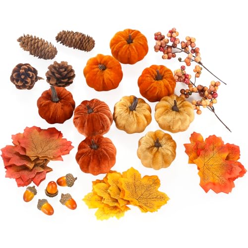 Small Velvet Pumpkins 9-Pc Set – Rustic Fall Decor