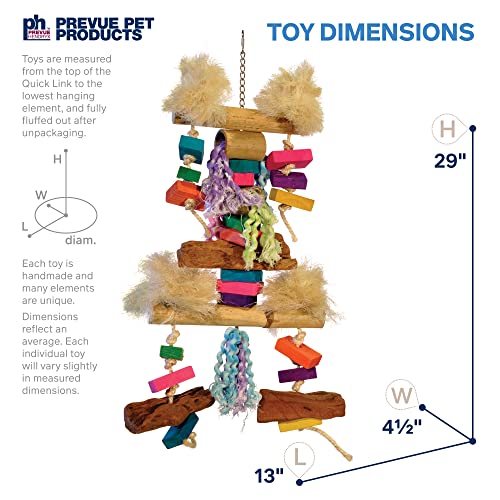 Image of Prevue Pet Products Bodacious Bites Fluff N Stuff Bird Toy for Chewing | Accessories for Large and XL Birds & Parrots, Hanging Birdcage Toy for Climbing, Foot & Beak Exercise, & Physical Enrichment