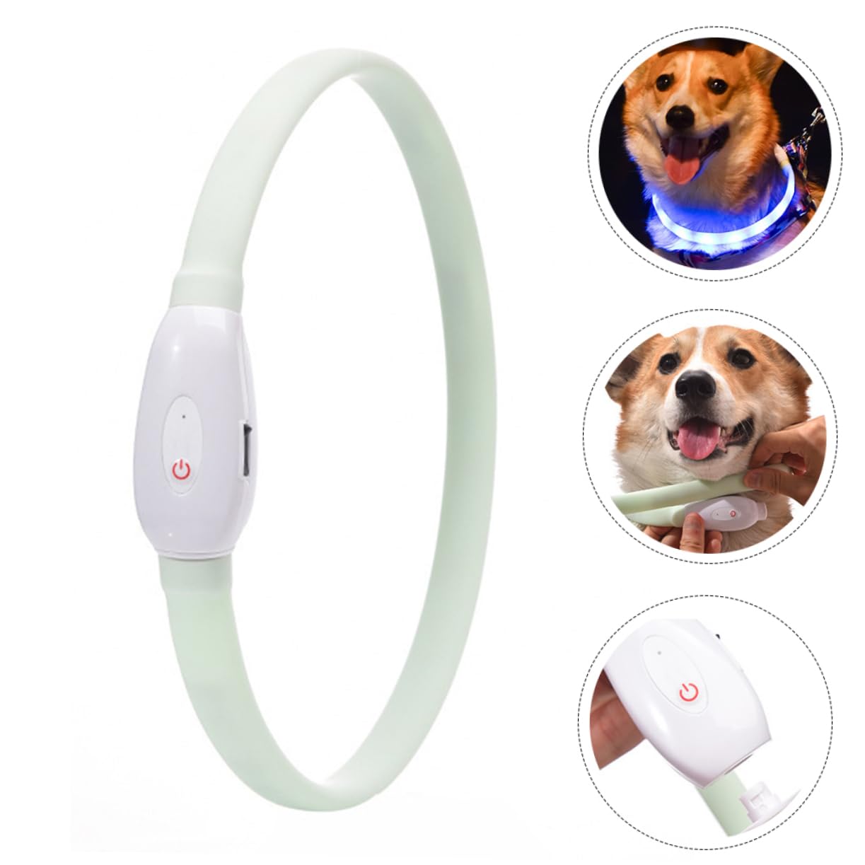 POPETPOP 2juegos Collar Led para Perros y Resistente Carga USB Collar Brillante para Mascotas para Paseos Nocturnos
