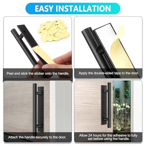 Self-Stick Push Pull Helper, 30 Pack Stick Drawer Pulls Stick on Handle ABS Plastic Adhesive Door Handles Pulls Peel and Stick Cabinet Handles for Kitchen Cabinet Sliding Door Furniture(Black) - Image 4