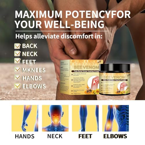 Bienengiftsalbe, 60g Bienengift Creme, Professionelle Bienengiftcreme, Bienengift Hautbehandlung Creme, Bee Venom Cream für Nacken, Taille, Rücken, Hände, Füße und Beine – Bild 6