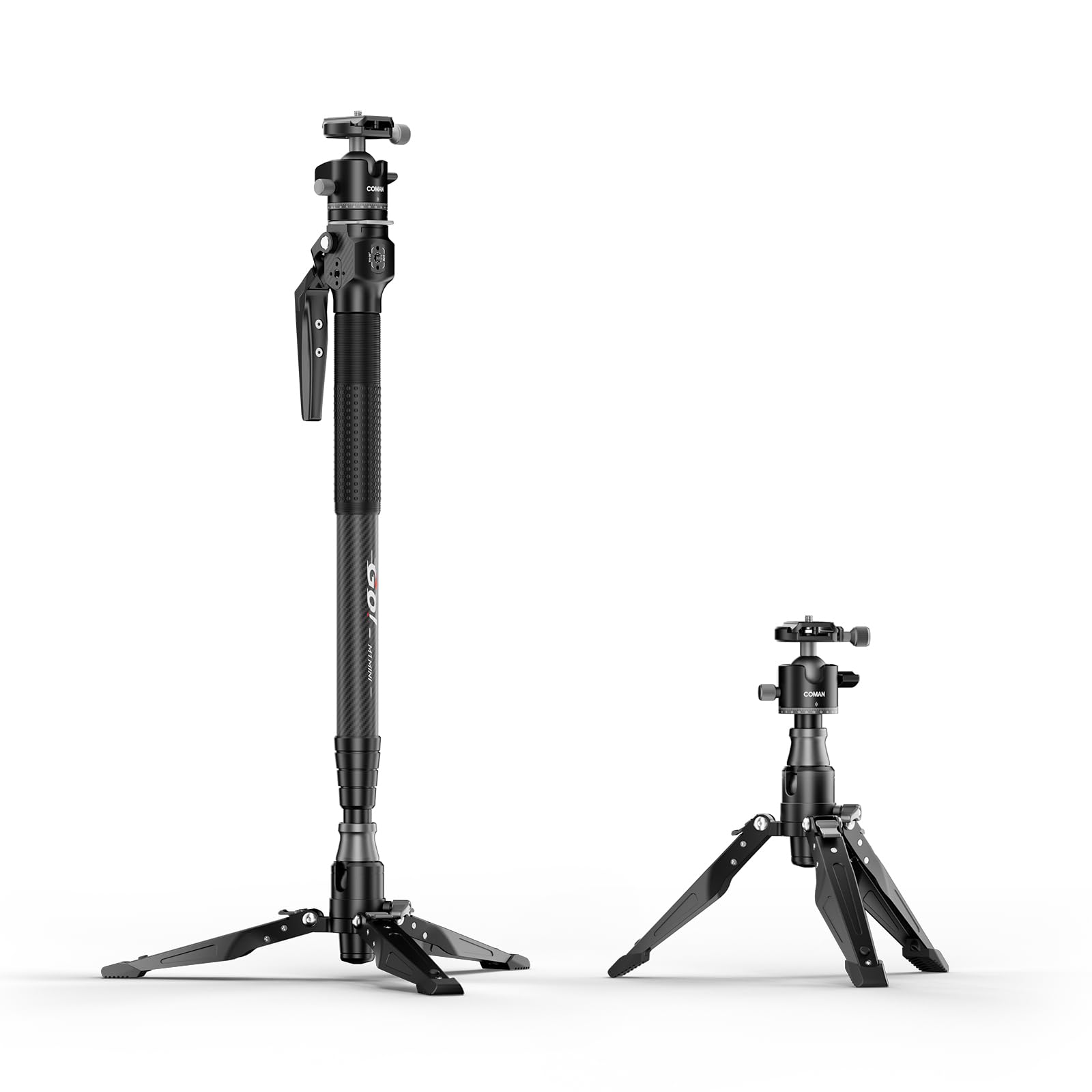 COMAN One-Touch Carbonfaser-Einbeinstativ,Leichtes Reisekamera-Monopod, Es Verfügt über Einen Neigbaren U-förmigen Fuß, Abnehmbare Beine und Einen Kugelkopf mit Einer Maximalen Tragkraft 5kg