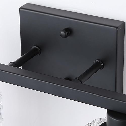 Miniatura 6 de huong son 2 luces de tocador de baño negro mate sobre espejo, iluminación moderna con pantalla de cristal de cristal, accesorios de montaje en