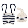 Toyvian Pasgeboren babykostuum outfits gestreept gehaakte gebreide muts rompers fotografie foto rekwisieten voor meisjes jongens
