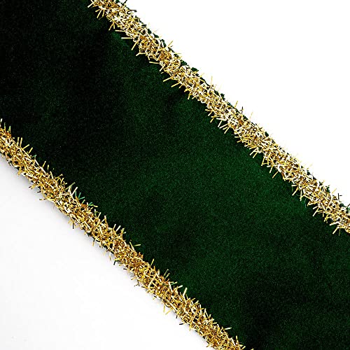 Italian Options Wired-Edge Green Velvet Ribbon, Luxury, Wide Christmas Ribbon, Wired Ribbons for Crafts Gift Wrapping