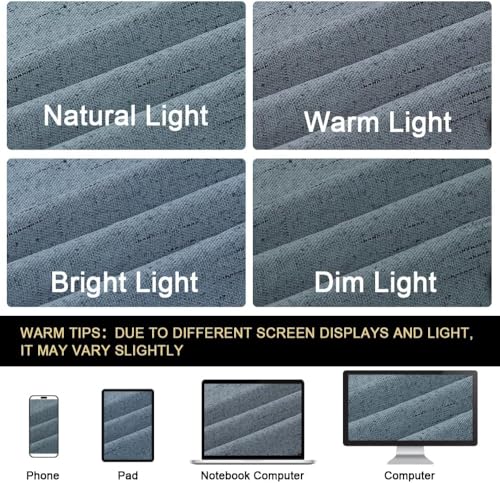 Image of PrinceDeco 100% Blackout Linen Textured Curtains for Bedroom Linen Blackout Curtains 90 Inches Length 2 Panels Set Noice Reducing Soundproof Window Treatment Drapes with White Liner,Stone Blue