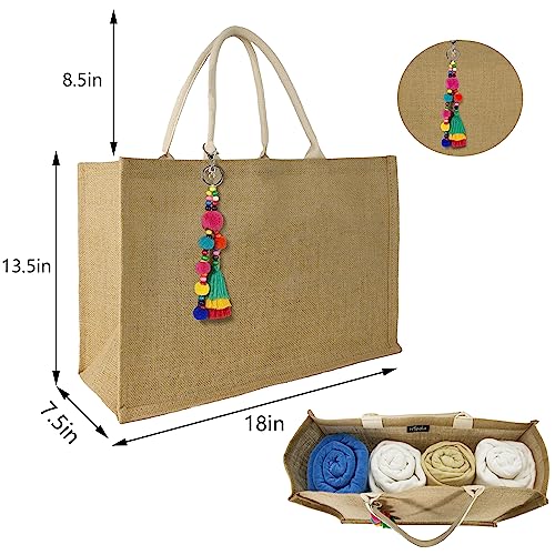 Image of Hibala Woven Large Beach Bag Straw Beach Tote Handmade Weaving Shoulder Tassel Bag Handbag