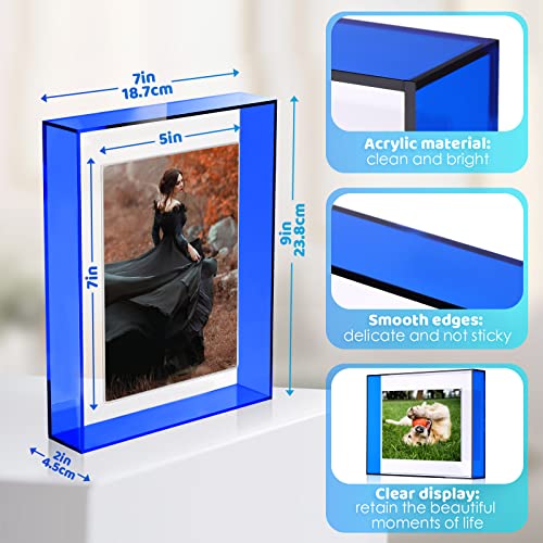 Kathfly 4 Pcs 5X7 Floating Picture Frame Acrylic Frames For Wall Mounted Or Tabletop Standing Decorative Magnetic Photo Frames Neon Translucent Hanging Frame, Display Photo Up To 7X9 (Simple Colors) #TOP1
