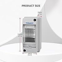 Vista 2 de MOLLOM Caja de protección de distribución MCB del disyuntor de 2 vías con carril DIN, impermeable IP65, para interiores y exteriores