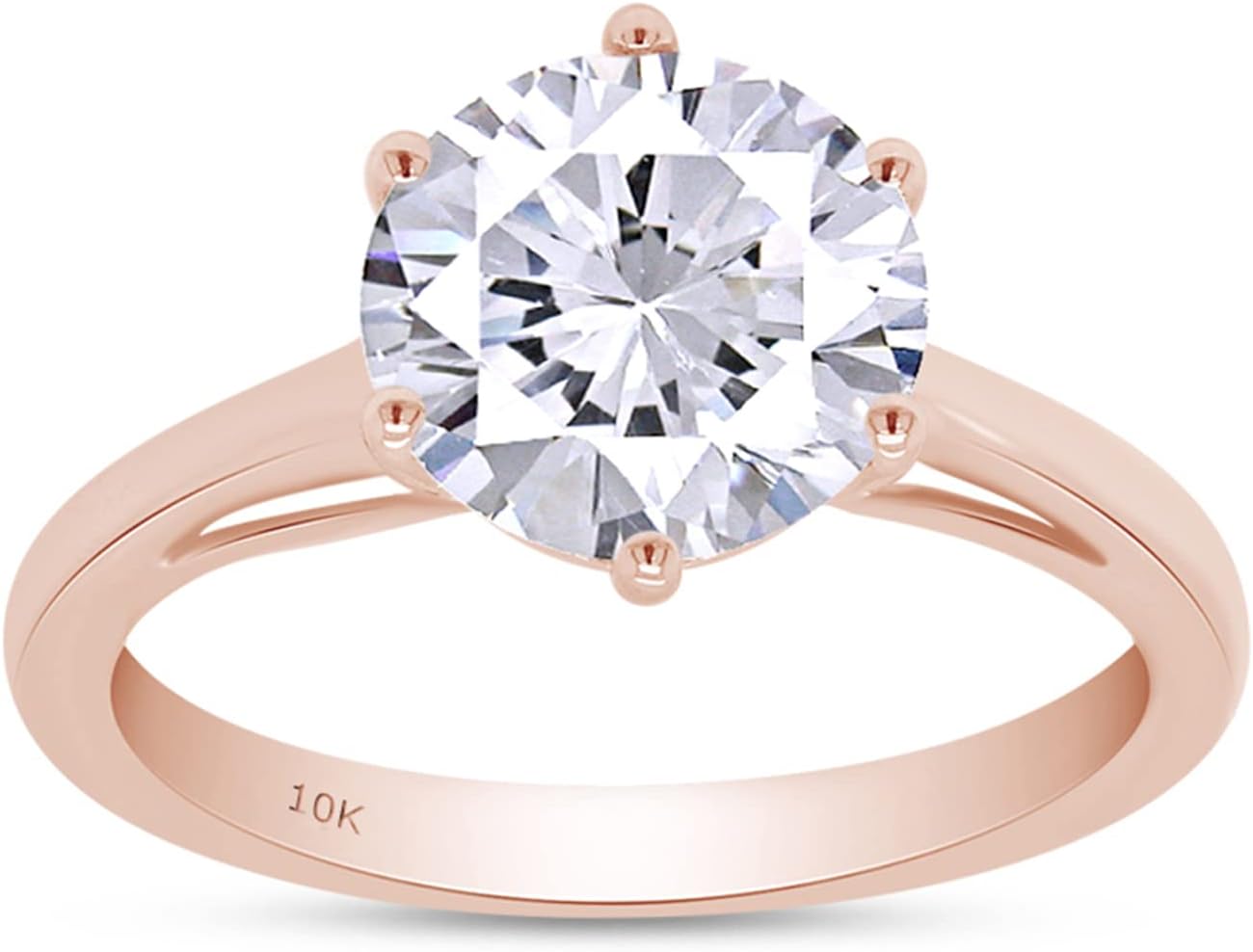 SAVEARTH DIAMONDS 1 1/5 Cttw 7MM Round Cut Lab Created Moissanite Diamond Solitaire Style Engagement Ring For Women In 10K Solid Gold (VVS1 Clarity, 1.20 Cttw)
