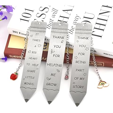 3Pcs Thank You Teacher Metal Bookmarks Cover