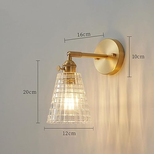 Miniatura 3 de Vintage Brass Adjustable Wall Light Modern Plaid Glass Shade E26E27 Base Sconce for Bedroom Living Room Lighting Fixture