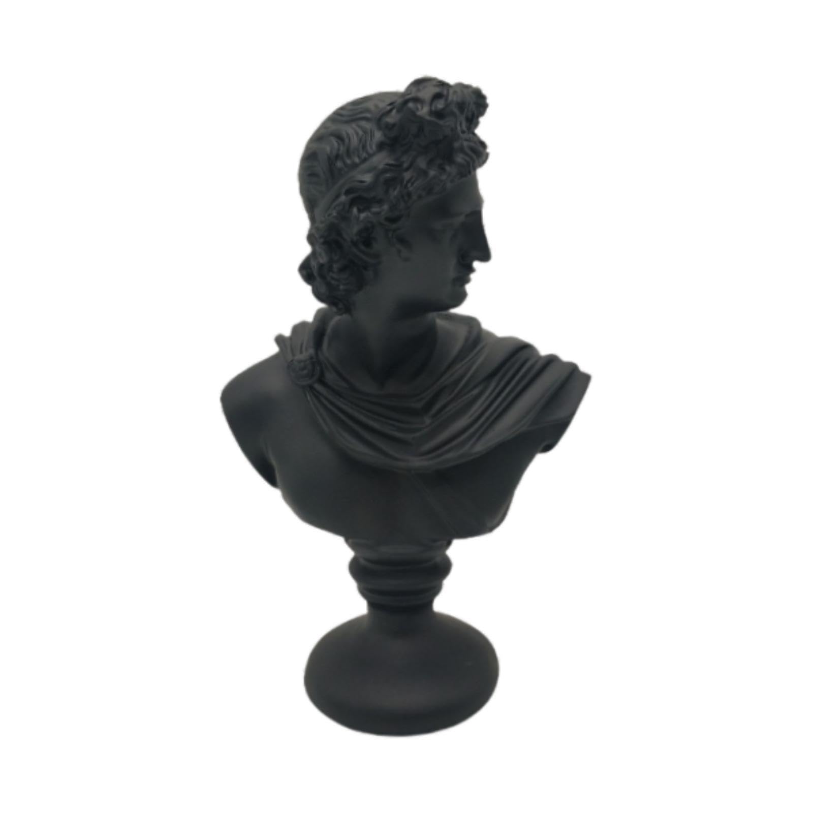 Busto de de la mitología Griega clásica. Regalo excepcional. Esculturas de Resina meticulosamente elaboradas para entusiastas del Arte. Decoración, Apolo Negro