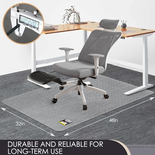 image for Kuyal Office Chair Mat for Carpet, 32x48 Clear Heavy Duty Computer Cha