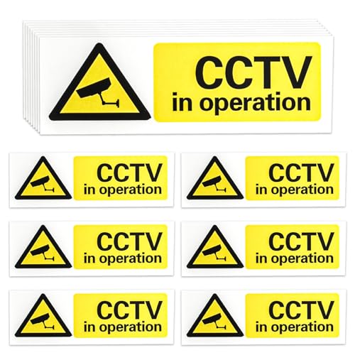 20 Pcs CCTV in Operation Signs, Self-Adhesive Small CCTV Sticker Sign Stickers, Weatherproof CCTV Warning Signs, PVC Surveillance Warning Safety Sign for Indoor Outdoor Home Office Garden(15 x 5cm)