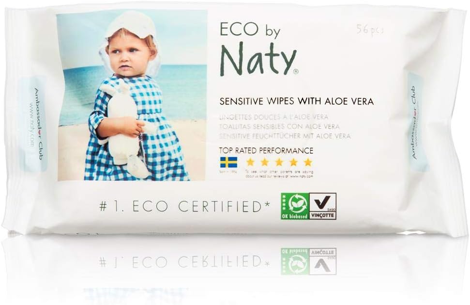 Naty Eco-Sensitive Baby Wipes with Aloe - Resealable Top - 56 ct