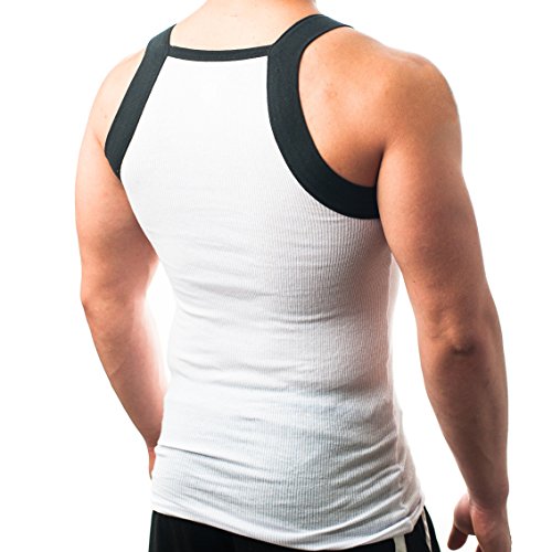 Different Touch Men's Ribbed Tank Tops Square Cut Muscle Ribbed Underwear Shirts3
