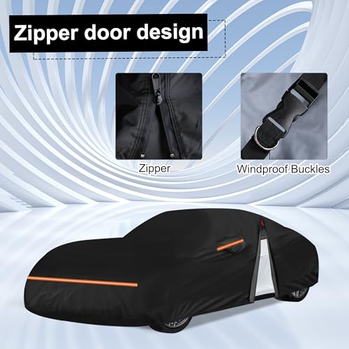 Image of Amooca Heavy-Duty Car Covers Custom Fit for Porsche 911 (1998-2025) Waterproof Sun-Proof All Weather for Automobiles Snow Cover 420D with Door Zipper Cotton Lining