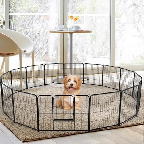 Image of NEWBULIG Dog Playpen Indoor 24 Inch 16 Panels, Metal Outdoor Dog Fence Pen