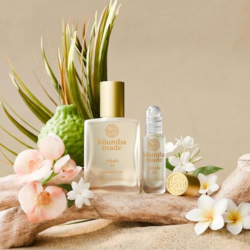 Image of Kuumba Made Pikake Lei Fragrance Oil Roll-On, Alcohol-Free, 0.5 Fl Oz | Long-Lasting Scented Oil with Jasmine, Bergamot, Gardenia Notes, Botanical, Skin-Friendly Perfume Roller, Vegan, Cruelty-Free