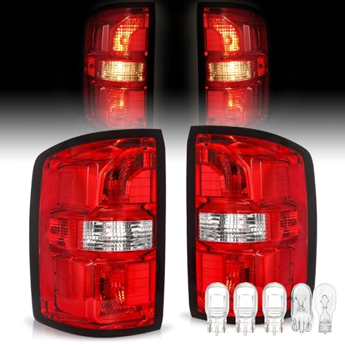 TUSDAR Tail Light For 2014-2018 GMC Sierra 1500 15-19 2500HD 3500HD Halogen Outer Rear Taillight Assembly Replacement Brake Tail Lamp Pair Set