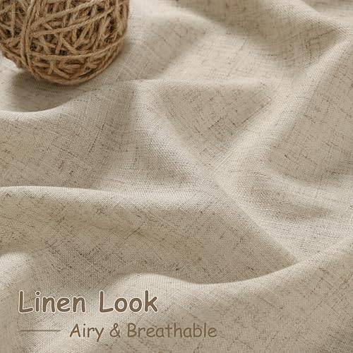 Image of Nanspring Taupe Burlywood Curtains 108 Inches Long for Living Room Linen Burlap Rustic Farmhouse Sheer Curtains with Back Tab Floor to Ceiling High Window Curtain for Bedroom 52x108, 2 Panels