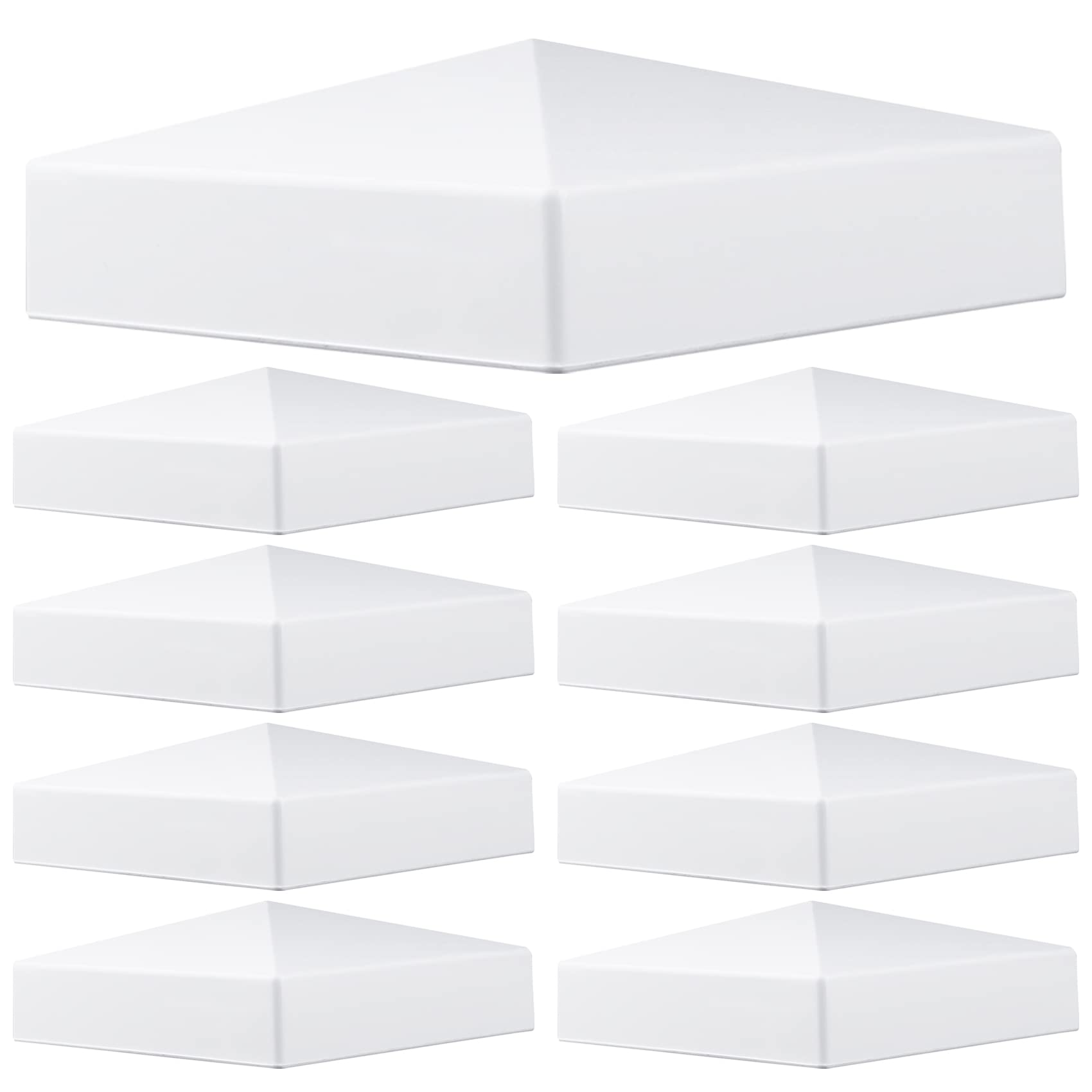 4x4 Vinyl Fence Post Caps (8-Pack), White PVC Decorative Pyramid for Actual 4"x4" Vinyl Posts – Not for Wood Post