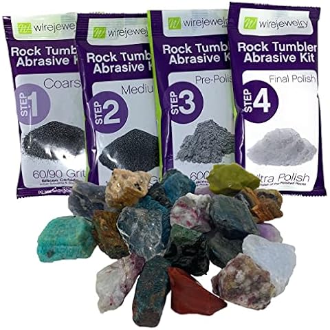 WireJewelry Madagaskar Rock Tumbler Nachfüll-Set - 0,7 kg Madagaskar Steinmischung und 1 Charge 4 Stufen Schleifkorn und Politur Cover