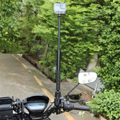 Image of yantralay Handlebar Clamp Mount with Selfie Stick Extension and Go Pro Adapter Compatible with Insta 360 X5 X4 Go Pro Hero 13 /12 D JI Os mo Action 6 /5 /4