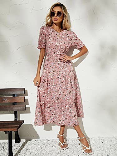 Image of J B Fashion Women's Peach Color Round Neck Half Sleeve Polyester Dress