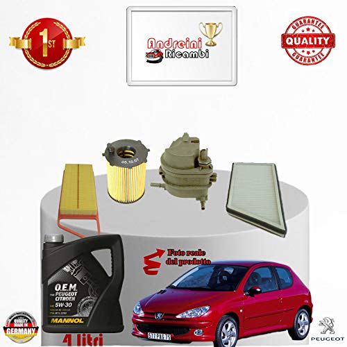 Kit tagliando filtri + olio 206 1.4 hdi 50kw 70cv