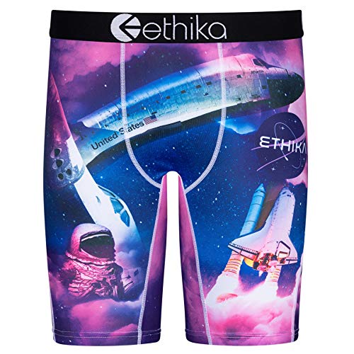 Ethika Men’s Boxer Brief, Knee Length, 4-Way Stretch Performance Underwear with Graphic Prints – Above The Clouds (BLP, L)