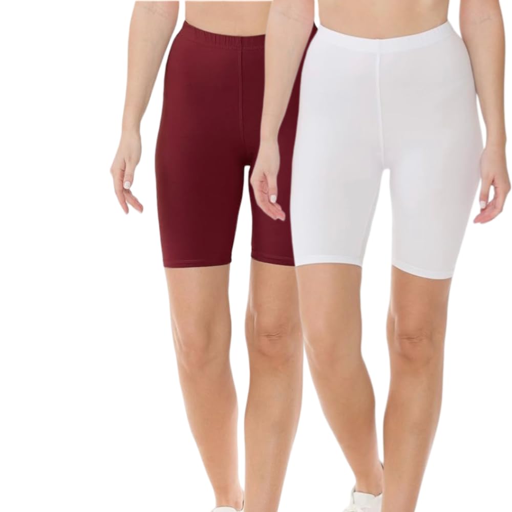 Shorts for Women Stretchable Cycling Shorts for Women Skin Fit Tights for Women Gym Shorts for Women Sports Shorts for Women Running Tights for Women Shorts for Dresses Yoga- Pack 2-image-45