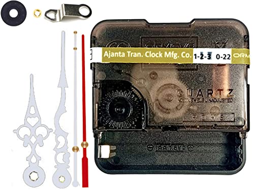 Image of Ajanja Mfg. Quartz Machine for Big Size Wall Clock,Battery Operated,Clock Movement Machine with Needles and Hook 12 MM (100% Made in India) White,Red
