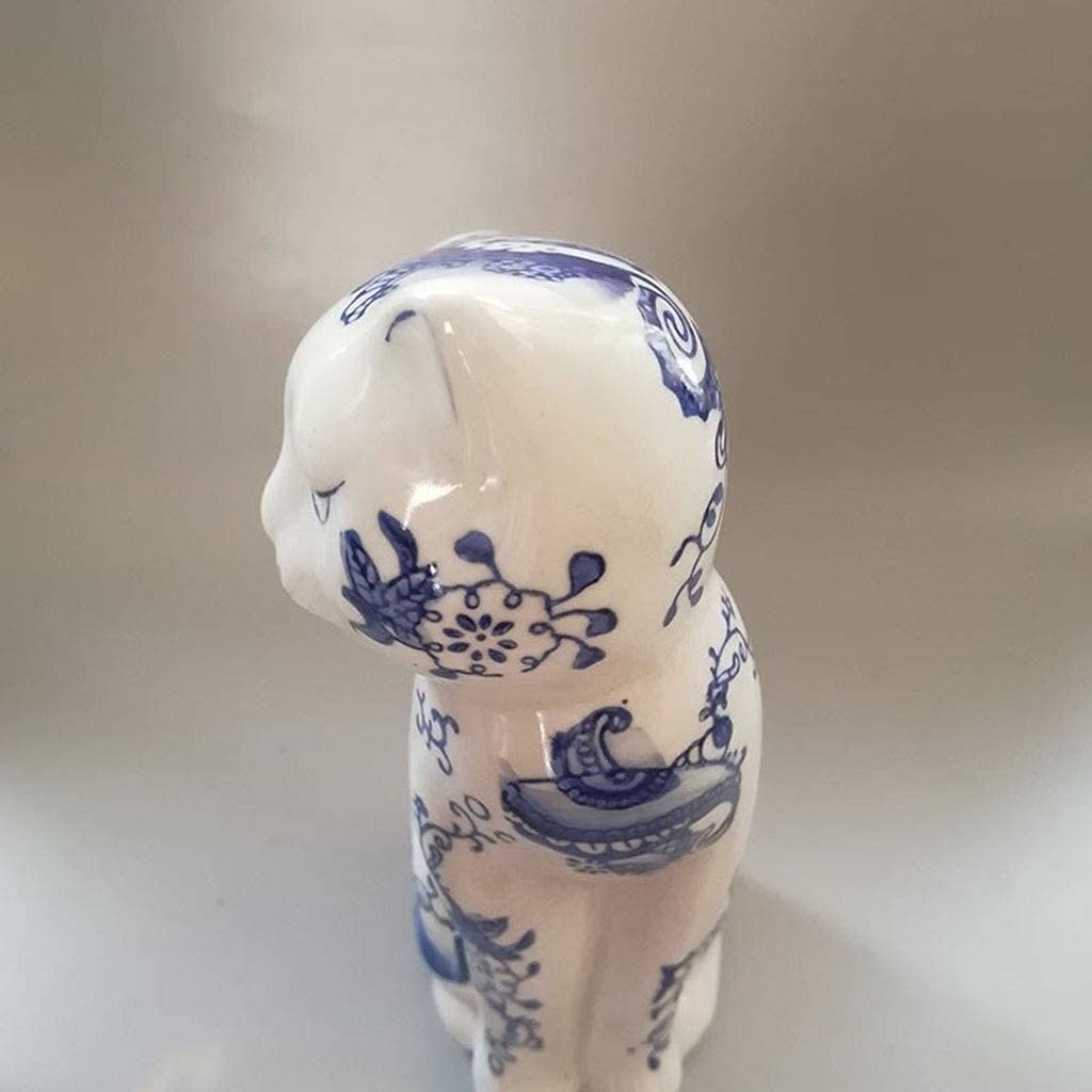 Amazon.co.jp: 置物・オブジェ 青と白の磁器猫の像の装飾品中国の