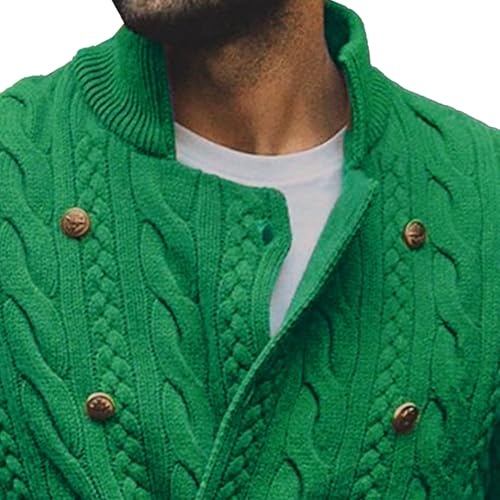 Mens Double Breasted Cardigan Sweaters Mock Neck Cable Knitted Button Down Knitwear Slim Fit Casual Knitted Sweater4