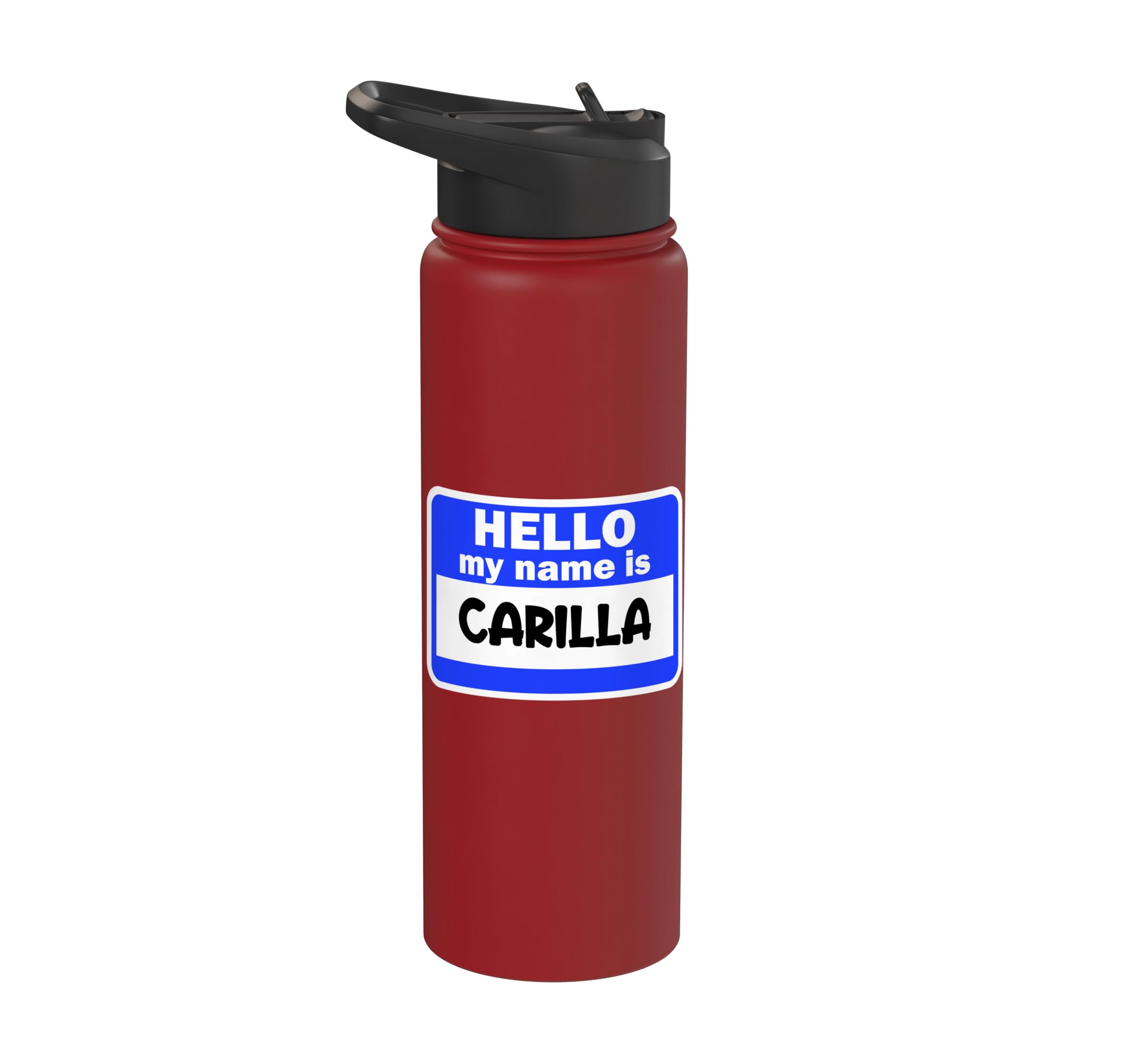Funny Hi Hello My Name Is Carilla On Nametag Introduction Stainless Steel Insulated Water…