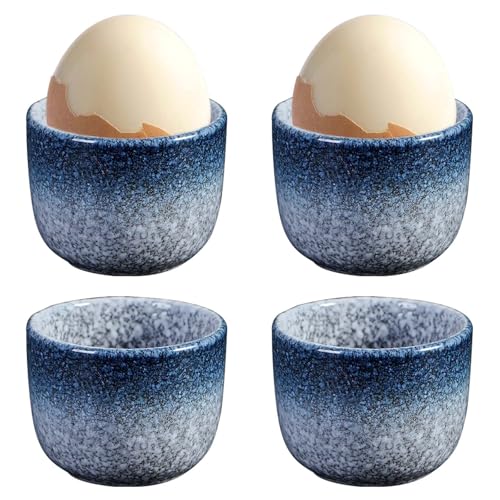 BAIFULAI Eierbecher Porzellan, 4er Eierbecher Set aus Keramik, Durchm 5cm, Höhe 4,8 cm, Ofenglasurverfahren, Glatt und gratfrei, spülmaschinenfest & in Geschenkbox, Eierbecher für Frühstückstische