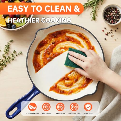 Image of LIFERUN 7Pcs Enameled Cast Iron Cookware Set, Cast Iron Pots and Pans Set