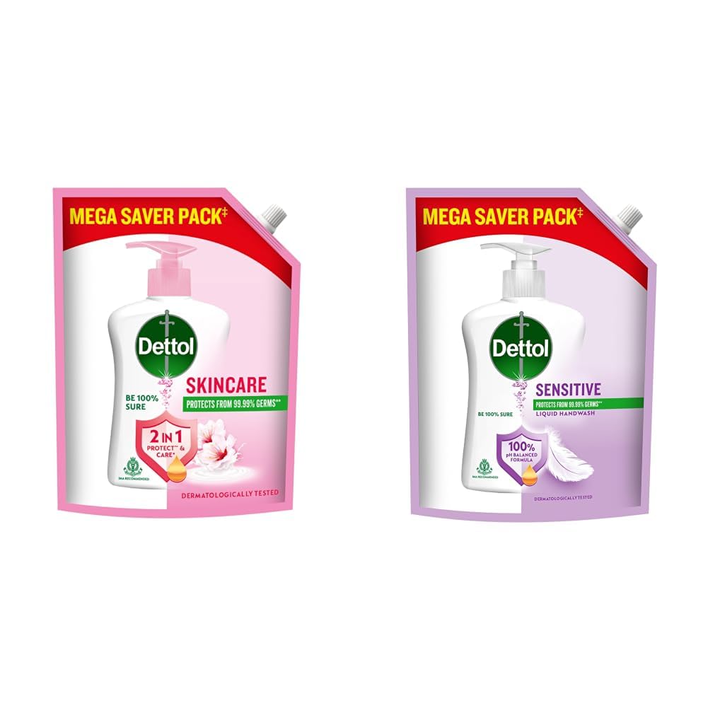 Dettol Liquid Handwash Refill – Skincare Hand Wash- 1350ml | pH Balanced | 10x Better Germ Protection & Liquid Hand wash, Sensitive, 1350ml-image-24