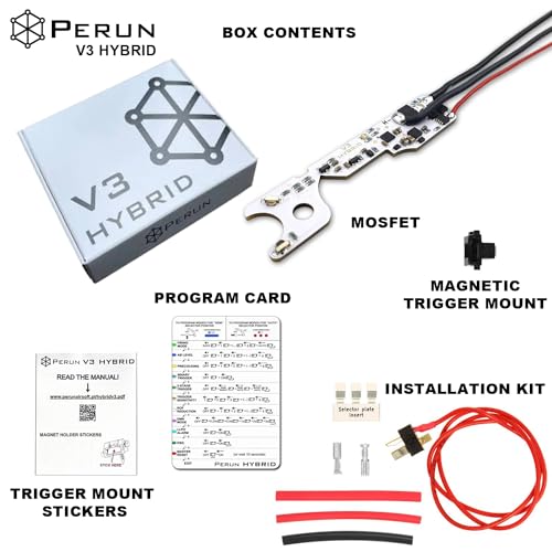 Image of Perun Mosfet Upgrade for AEG Airsoft Rifle V2 Tokyo Marui Gearbox V3, G&G ETU Gearbox, Krytac Kriss Vector, VFC G28 /HK417 Gearboxes, and HPA Systems - Programmable Fire Modes, Precocking, DMR Mode
