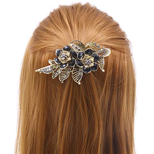 Pretty Alligator Hair Clips Metal Flower Hair Clip Peacock Hair Clips, 2 Pcs Large Flower Hair Barrettes Hair Accessories For Women (Style B) #TOP1