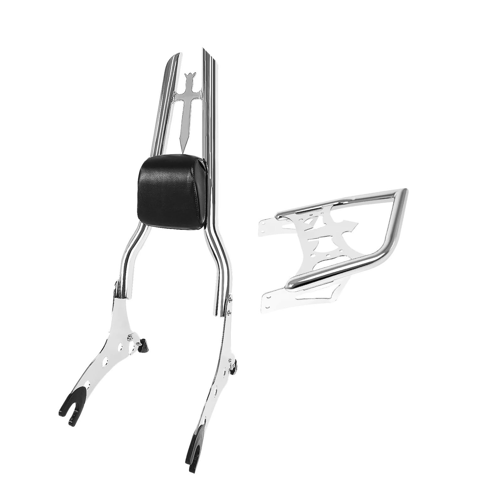 Odłączane oparcie fotela pasażera oparcie Pasuje do Indian Chieftain Roadmaster 2014-2025 motocyklowe oparcie pasażera Sissy Bar z bagażnikiem(Chrome Set)