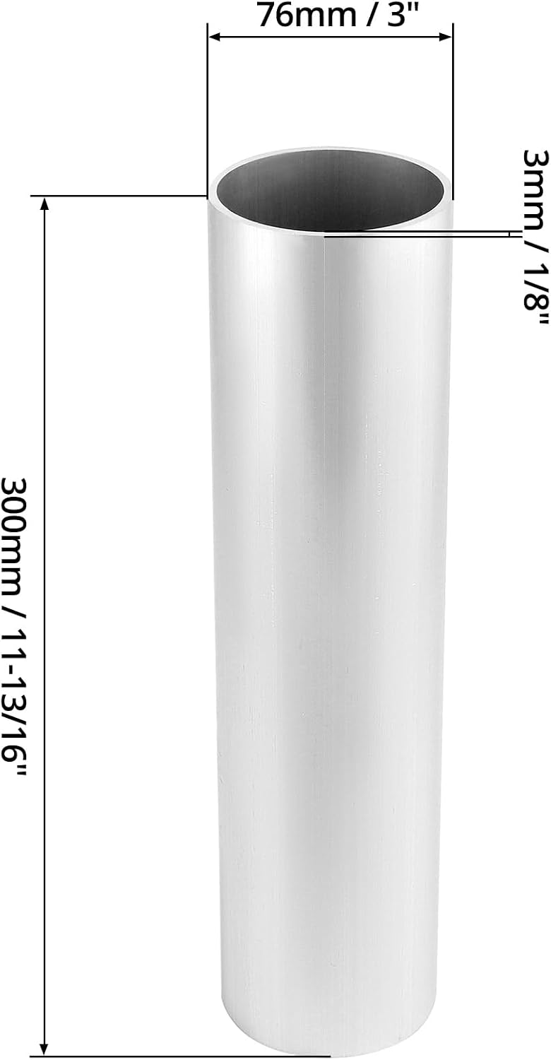 QWORK Aluminum Intercooler Pipe, 2 Pack - OD 3" (76mm), Length 11.8" (300mm), Brushed
