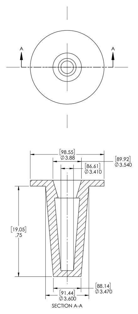 Caplugs 99394337 Plastic Tapered Cap and Plug. T-1050, PE-LD, Cap OD 3.41