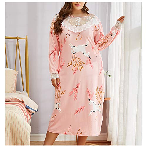 Pyjama Taille Plus pour Femmes Chemise de Nuit Ample en Coton