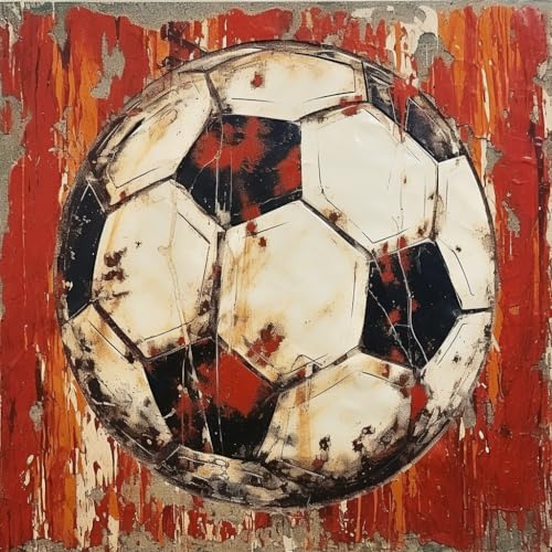 Graffiti Soccer Ball DIY Stamped Cross Stitch Kits Beginners Easy 11CT Needlepoint Embroidery Counted Cross Stitch Kits for Wall Decoration 38x38cm(2)